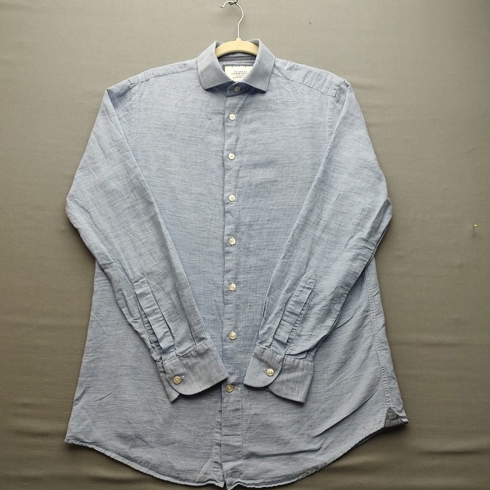 Charles Tywhitt Men' Slim Fit Men's Blue Button Up Shirt Long Sleeve 15 1/2 -35